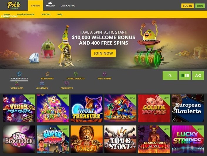 pokie spins homepage