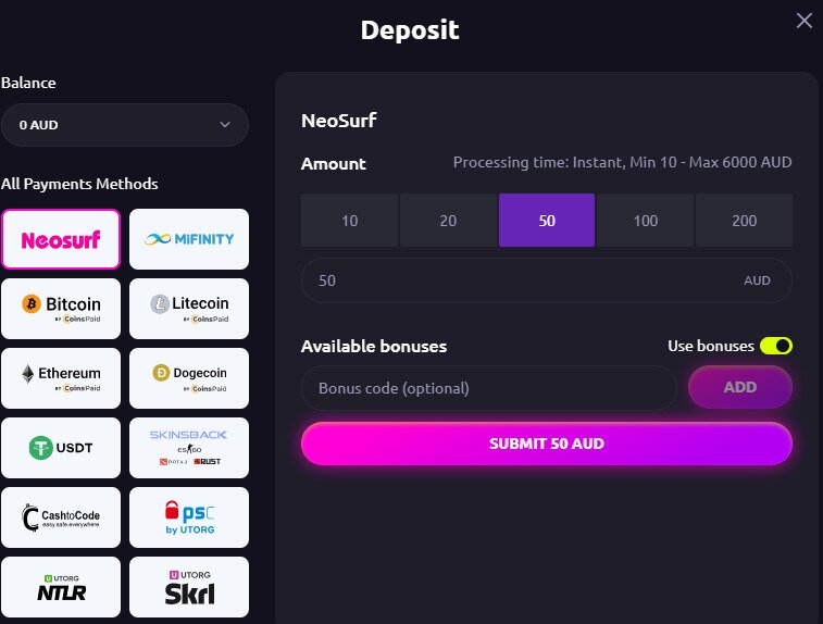 Queenspins payment methods