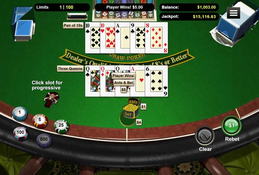 Caribbean Draw Poker Winning Hand 3