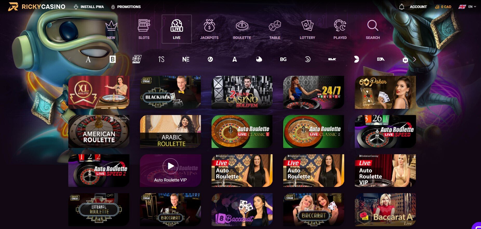 Ricky Casino Live Casino Games