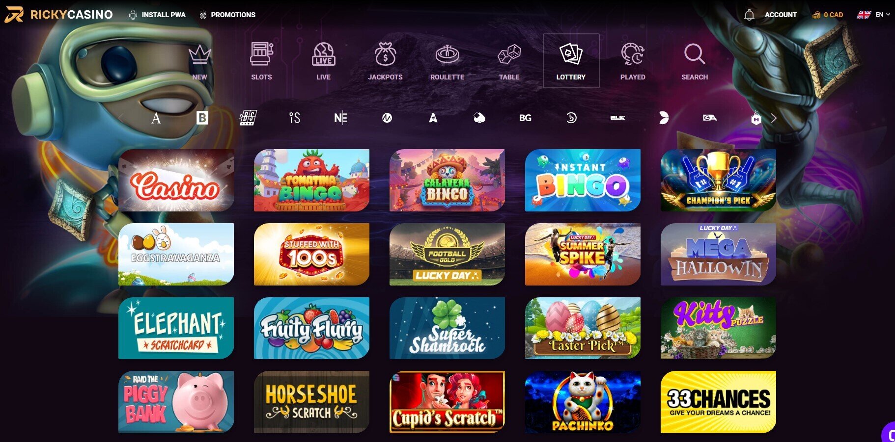 Ricky Casino Lottery Games