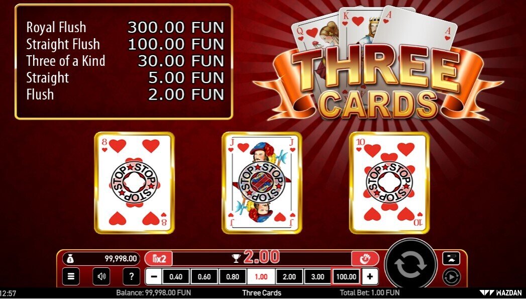 Three Cards Flush Winner