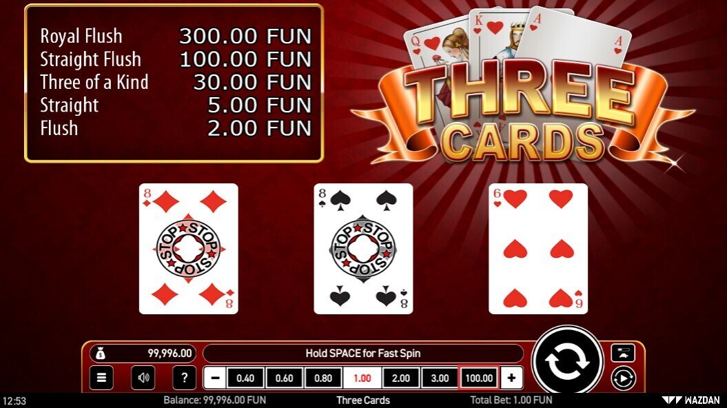 Three Cards Main Game