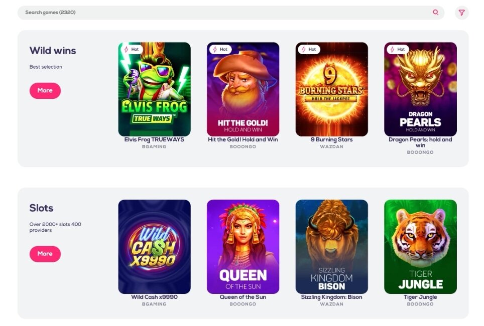 wild fortune casino games