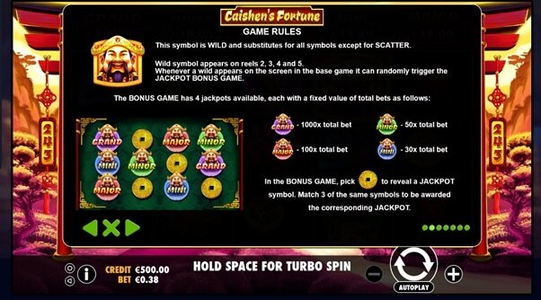 Caishens Fortunes bonuses