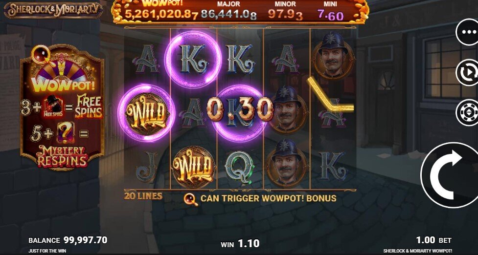 Sherlock and Moriarty WowPot Slots Main Game