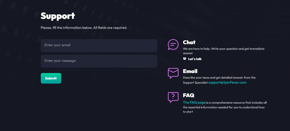 spin fever customer support