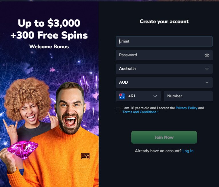 luckywins sign up