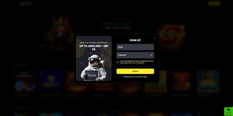 MoonWin Casino Sign-Up Form