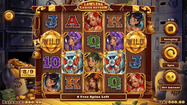 Lawless Ladies Return Main Game Play Screen