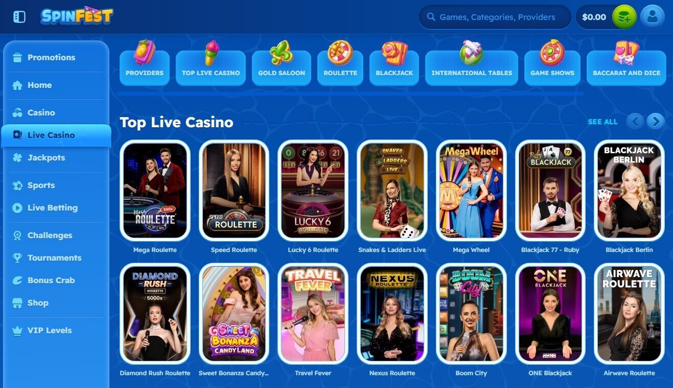 spinfest live casino