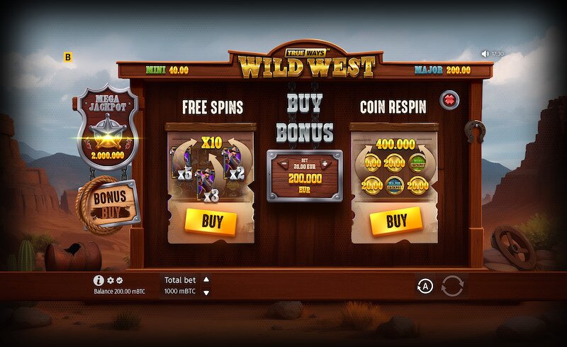 Features in the wild west trueways slot