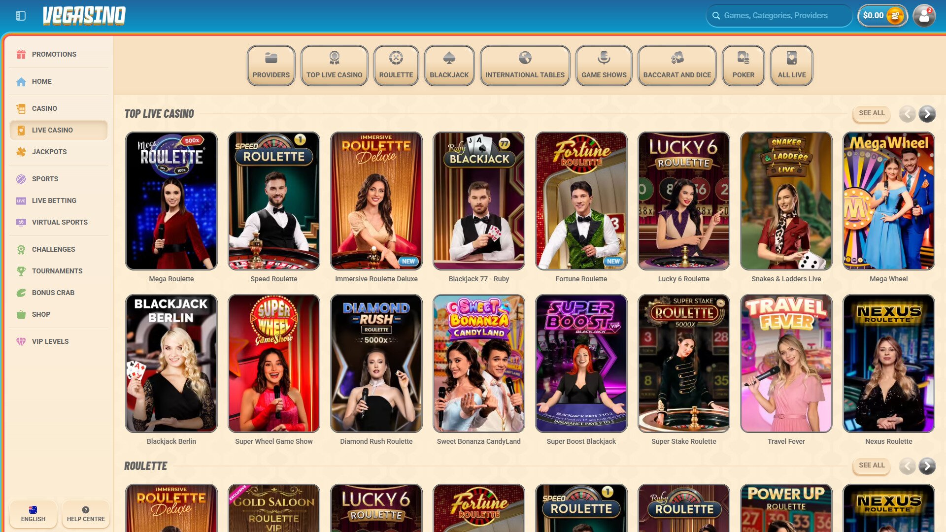 Vegasino - Live Casino