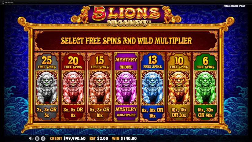 5 Lions Megaways -Free Spin