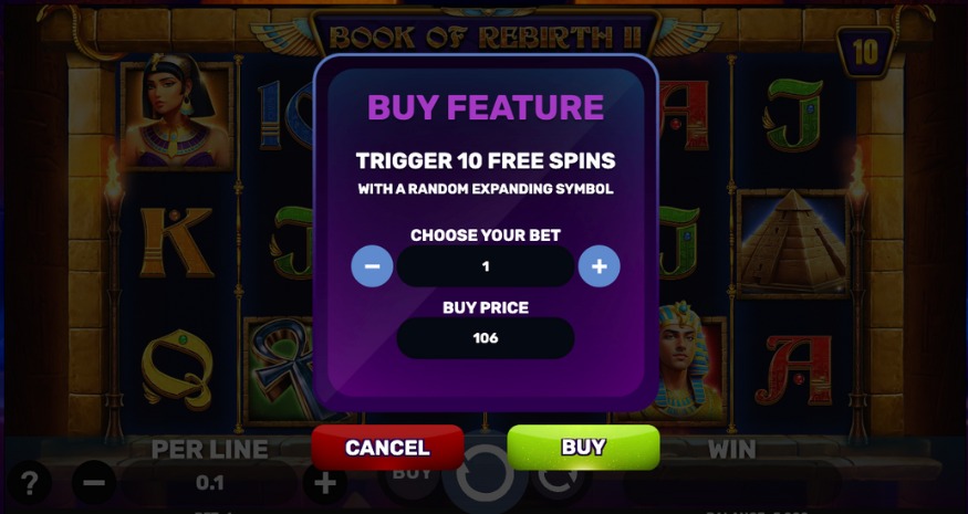 Book of Rebirth Bonus Buy Feature