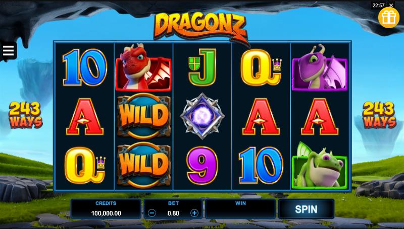 An image of Dragonz online slot game.