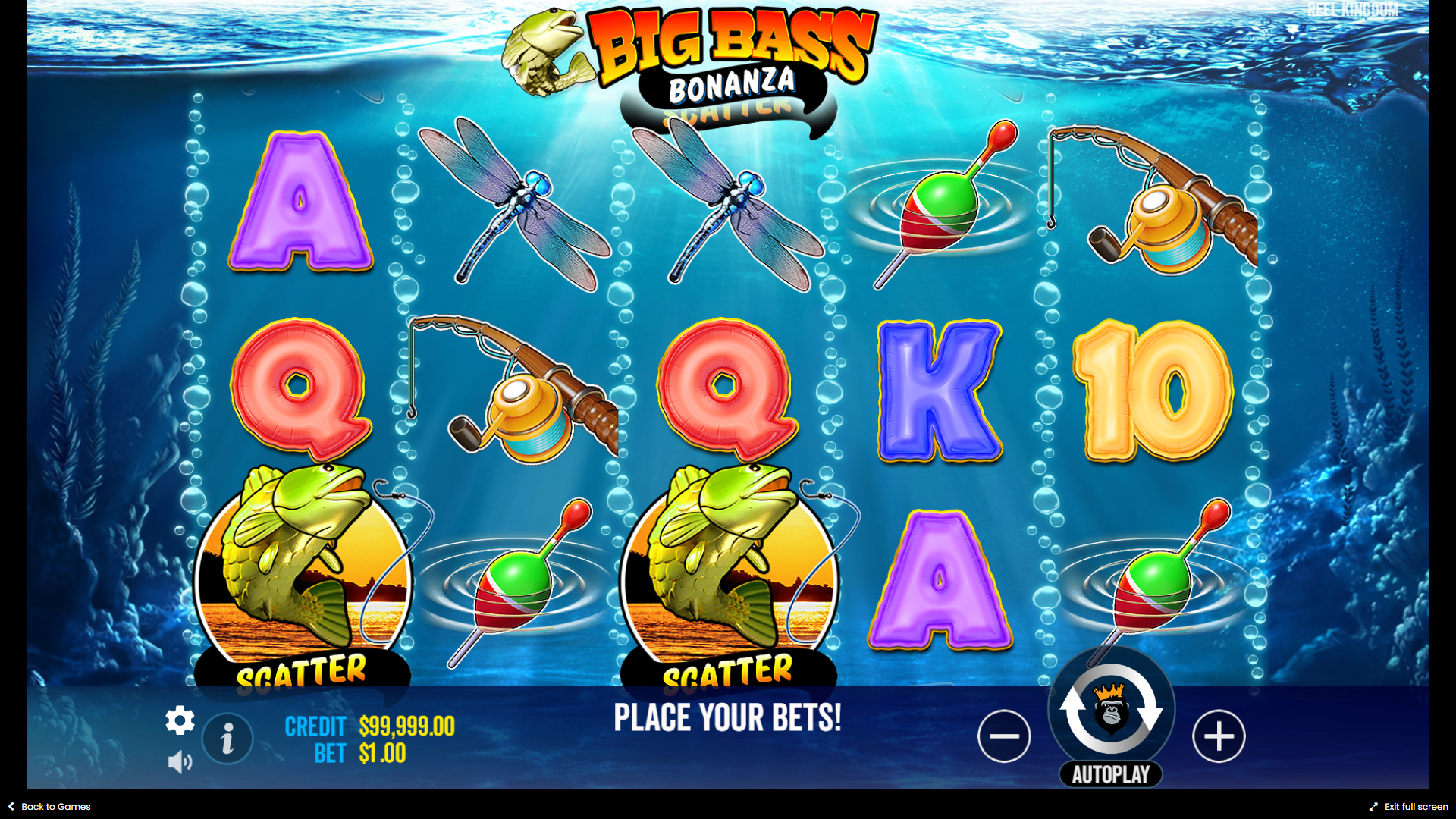 An image of Big Bass Bonanza online slot game.
