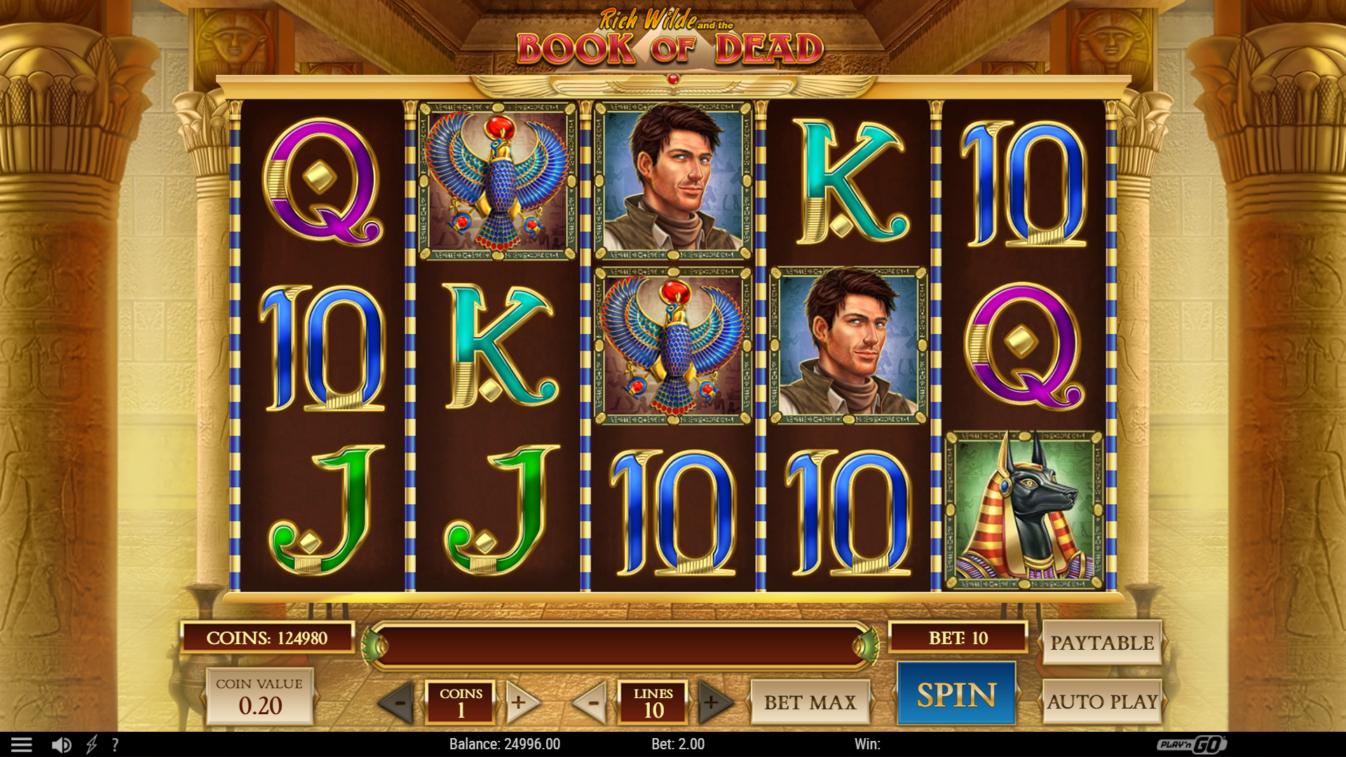 An image of Book of Dead online slot game.