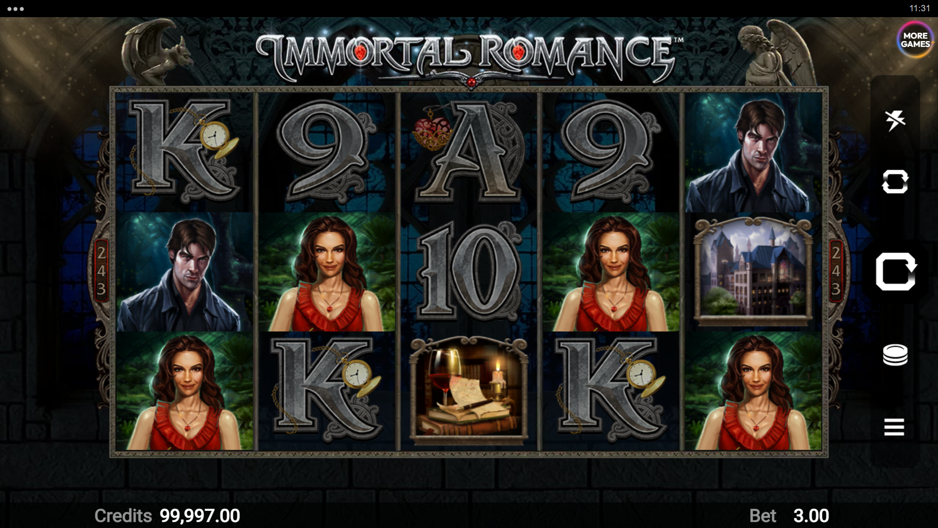 An image of Immortal Romance online slot game.